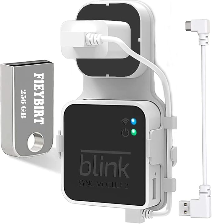 256GB Blink USB Flash Drive and Sync Module 2 Mount, Space Saving and Easy Move Mount Bracket Holder for Blink Outdoor Indoor Security System