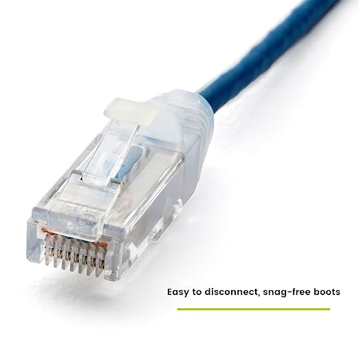 TRUECABLE Cat6 Component Rated Patch Cable, Unshielded (U/UTP), 5ft, Blue, 28AWG Solid Copper, Snagless 10G High-Speed Ethernet Cable, PoE++ 4PPoE 100W, UL Listed, RoHS-3, 1 Pack