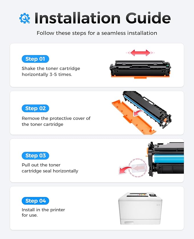 410A Toner Cartridge 4-Pack High Yield Replacement for HP 410A CF410A CF411A CF412A CF413A Compatible for HP Color LaserJet Pro MFP M477fdn M477fdw M477fnw M452dn M452dw M452nw M377dw Printer Ink Copy