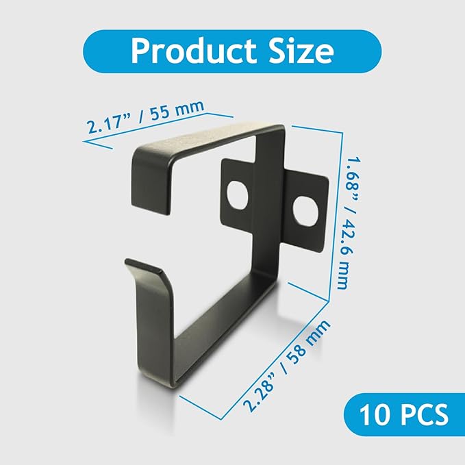 10 Pack Server Rack Cable Management D-Ring Hooks - Bracket Organizer Hook Mount Set for Network Patch Cables, Fiber Optic, Power Cords (10 Pieces) - Made in Taiwan