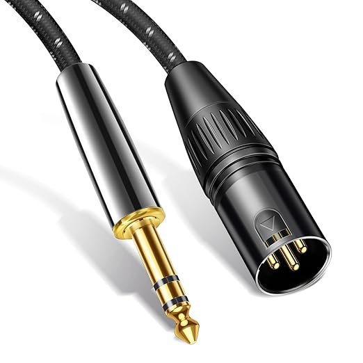Kumiho XLR Male to 1/4 Inch 6.35mm TRS Stereo Cable Hi-Fi Balanced Bi-Shielded Interconnect Patch Cables for Microphones, Amplifiers, Mixers, Speakers 10FT