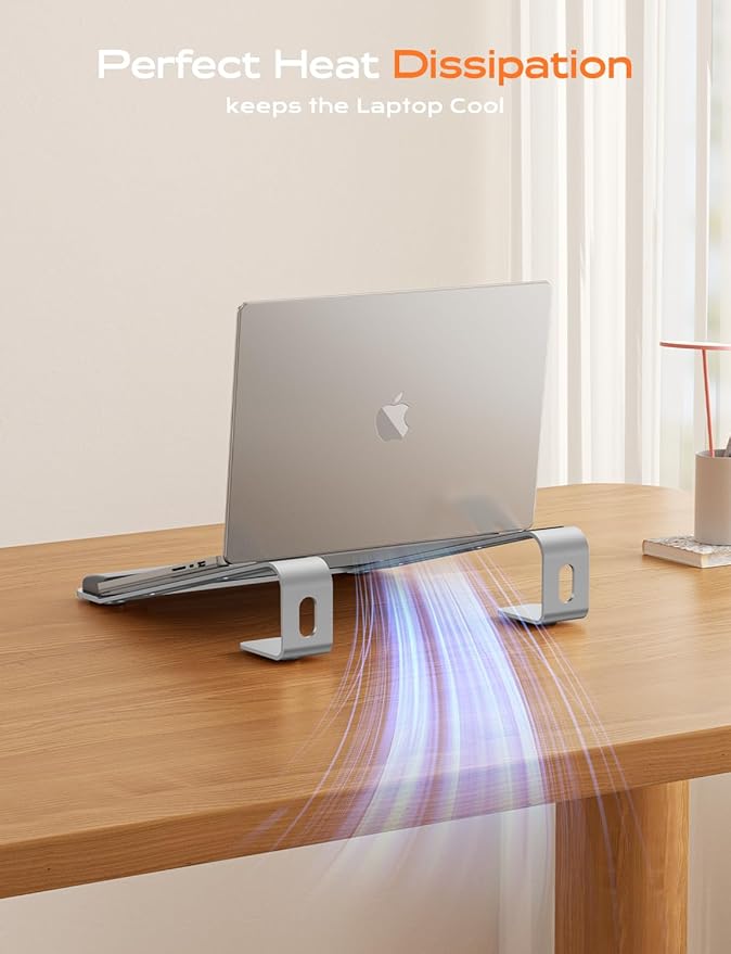 Laptop Stand for Desk, Laptop Stand with Wrist Support, Ergonomic Detachable Laptop Riser, Mount, Riser Holder Notebook Stand for MacBook Air Pro, HP, Dell, XPS, HP (10-17") Laptops - Silver