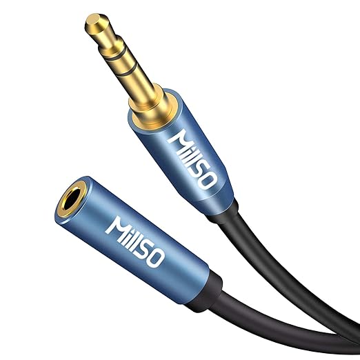 MillSO 3.5mm Headphone Extension Cable (16 ft) TRS 3.5mm Male to Female Stereo Audio Jack Extension Adapter Auxiliary AUX Cord for Headphones, Earbud, Speaker, Car or Home Stereo System