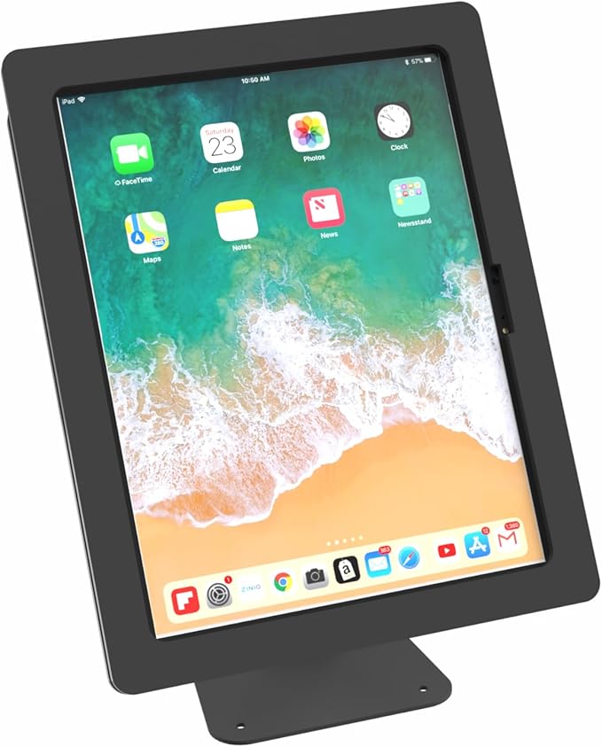 TABcare Anti-Theft Acrylic Case with 360 Rotate 180 Swivel Metal Desktop Stand & 90-Degree Charge Cable for Apple iPad 10 10.9 (Black)
