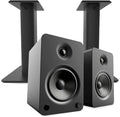 Kanto YU6 Powered Bookshelf Speakers with Bluetooth (Matte Black) with SP9 Desktop Stands (Black)