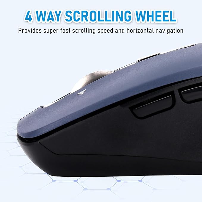Wireless Mouse, Full-Size Silent Mouse, 36-Month Battery Life, 4 Way Navigation, 1000-3000 Adjustable DPI, 2.4GHz USB-A Receiver for Computer, Laptop, PC, Chromebook, Notebook