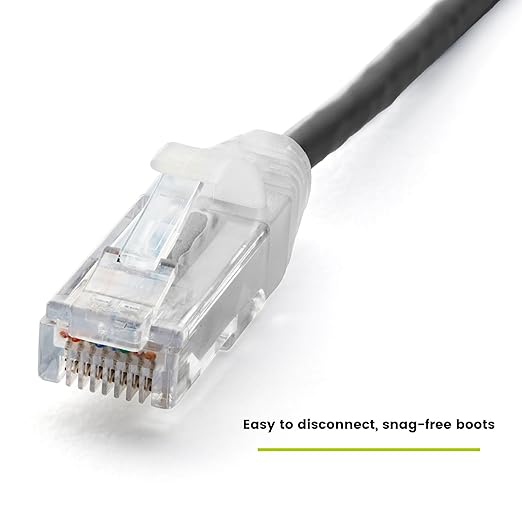TRUECABLE Cat6 Component Rated Patch Cable, Unshielded (U/UTP), 1ft, Black, 28AWG Solid Copper, Snagless 10G High-Speed Ethernet Cable, PoE++ 4PPoE 100W, UL Listed, RoHS-3, 5 Pack