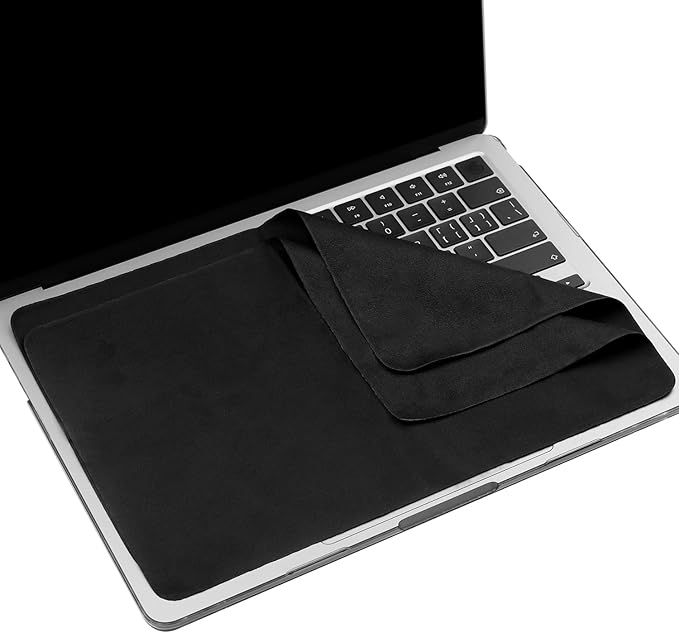 2 Pack Microfiber Liner Cleaning Cloth 13" with Screen Keyboard Imprint Protection, Laptop Keyboard Protector Compatible with MacBook Pro/AIR 13" and MacBook PRO 14"-Black