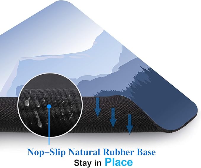 Pine Trees Forest Mouse Pad, Distant Mountain Mouse Pad for Design, Anti-Slip Rubber Base Wireless Mouse Pads for Laptop