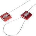 100 Red Steel Cable Seals With Barcode - High Security Numbered Truck Anti-Tamper Pull Tite Tags - Metal Container Shipping Self-Locking Safety Ties ISO 17712