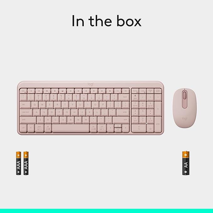 Logitech MK250 Bluetooth Wireless Mouse and Keyboard Combo: Fast & Easy Connectivity, Compact Wireless Keyboard, Ambidextrous Mouse, Durable Build - Windows/MacOS - Rose