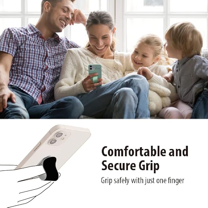 Momostick Flatstick, Cell Phone Finger Grip Strap Holder for Hand, Cell Phone Stand, New Slim Finger Loop Selfie Grip Compatible with Most Smartphones