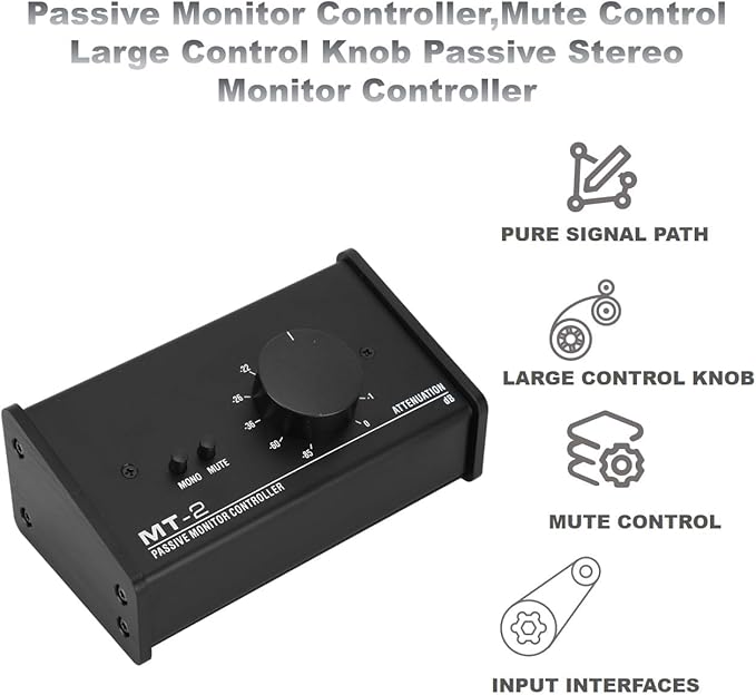 Passive Monitor Controller,Mute Control Large Control Knob Passive Stereo Monitor Controller,Pure Signal Passive Volume Controller,for Studio Monitor
