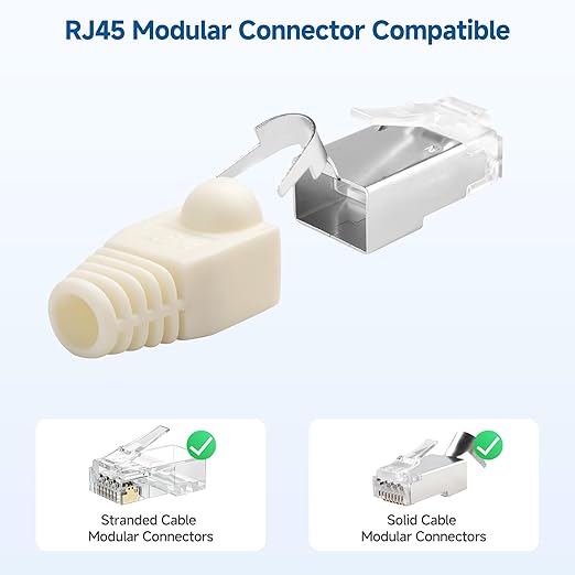 Cable Matters 200-Pack Cat6 / Cat5e RJ45 Strain Relief Boots, RJ45 Boot, Cat 6 Boot, Cat6 Ethernet Boots, White, Suitable for 6.5mm (0.25in) Ethernet Cables
