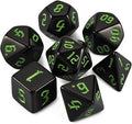 QMAY DND Dice Set -D&D Polyhedral Dice (7 Pcs) for Dungeons and Dragons (Pure Black)