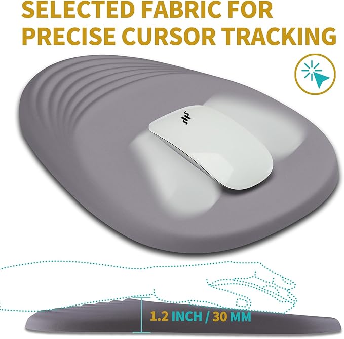 Hokafenle Ergonomic Mouse Pad Wrist Support with Stepped-Wedge Design, Wrist Rest Pain Relief Mousepad Filled with Memory Foam, Carpal Tunnel Mousepad for Wireless Mouse(12x8 inch, Light Purple Grey)