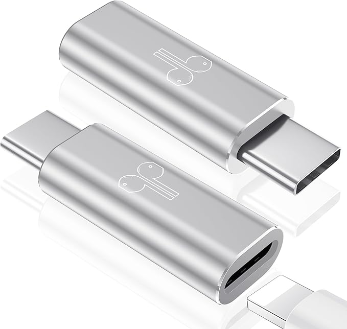 Temdan 2 Pack Lightning to USB C Adapter for iPhone 15/16 Pro/Pro Max/Plus, Support Audio/OTG Adapter, Type C Charger Connector Cable, Silver