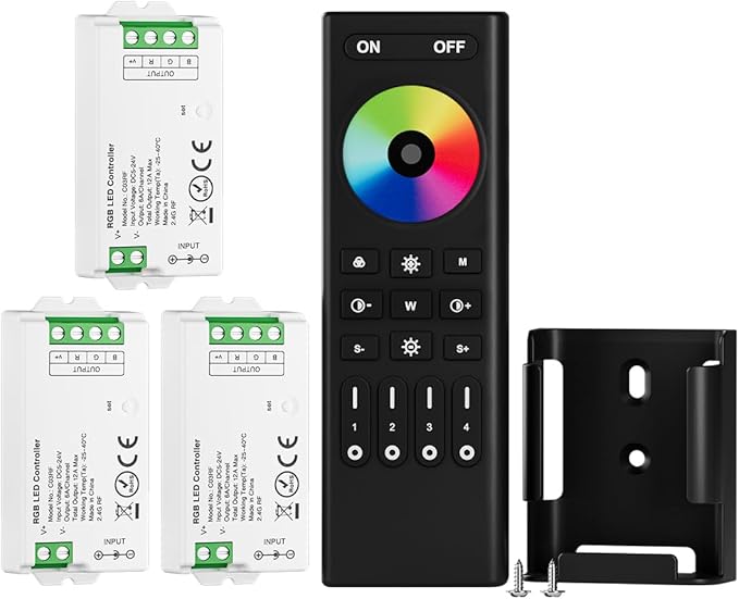 BTF-LIGHTING 5050SMD FCOB COB RGB RF Remote RC03RFB &3PCS C03RF LED Tuya LED Controller Kit 4 Zones RF 2.4GHz Wireless Remote Group Control PWM RGB (+ R G B) 4pin LED Strip DC5V DC12V DC24V