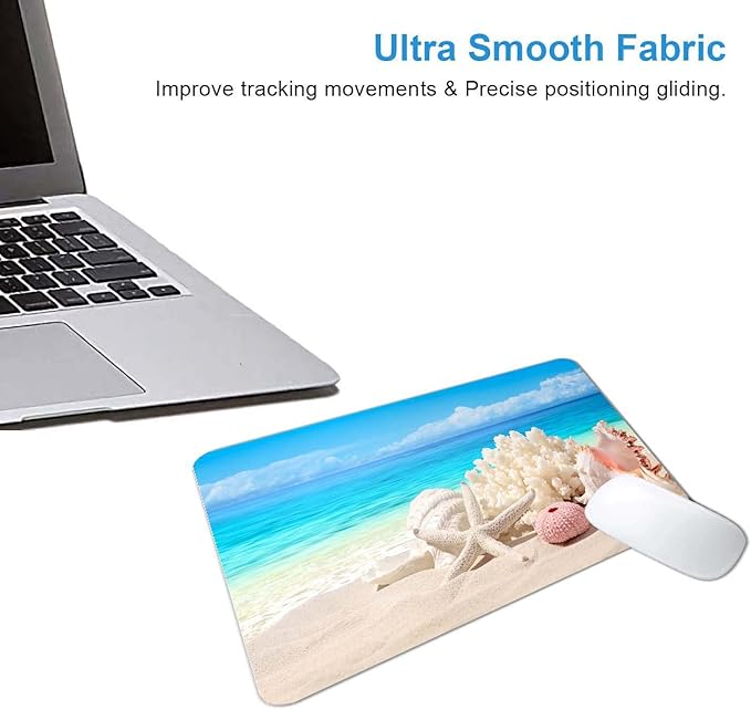 Sand Beach Mouse Pad,Cute Mouse pad,Custom Small Mouse Pads with Designs,Portable Office Non-Slip Rubber Base Wireless Mouse Pad for Laptop