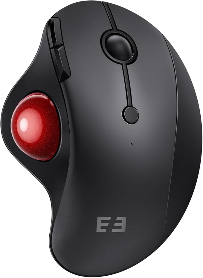 seenda Wireless Trackball Mouse Ergonomic - Bluetooth Rollerball Mouse Rechargeable, Multi Devices Connection Thumb Control Mice Compatible for Mac/Android/Windows Computers - Black&Red