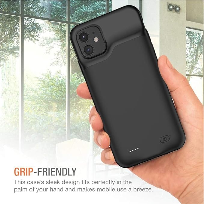 Battery Case for iPhone 11, 7000mAh Slim Portable Rechargeable Smart Protective Pack Cover Power Bank Charging Case Compatible with iPhone 11 (6.1 inch) Extended Battery Charger Cover(Black)