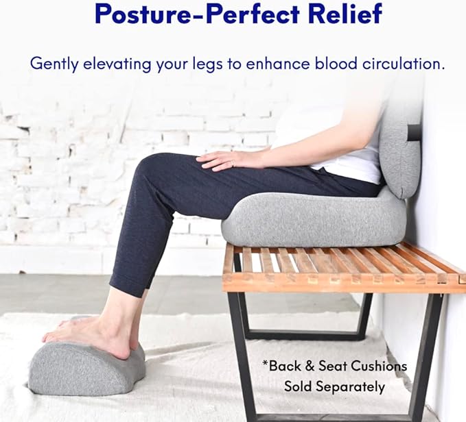 C CUSHION LAB Ergonomic Foot Rest for Under Desk - Patented Massage Ridge Design Memory Foam Foot Stool Pillow for Work, Home, Gaming, Computer, Office Chair - Footrest for Back & Hip Pain Relief
