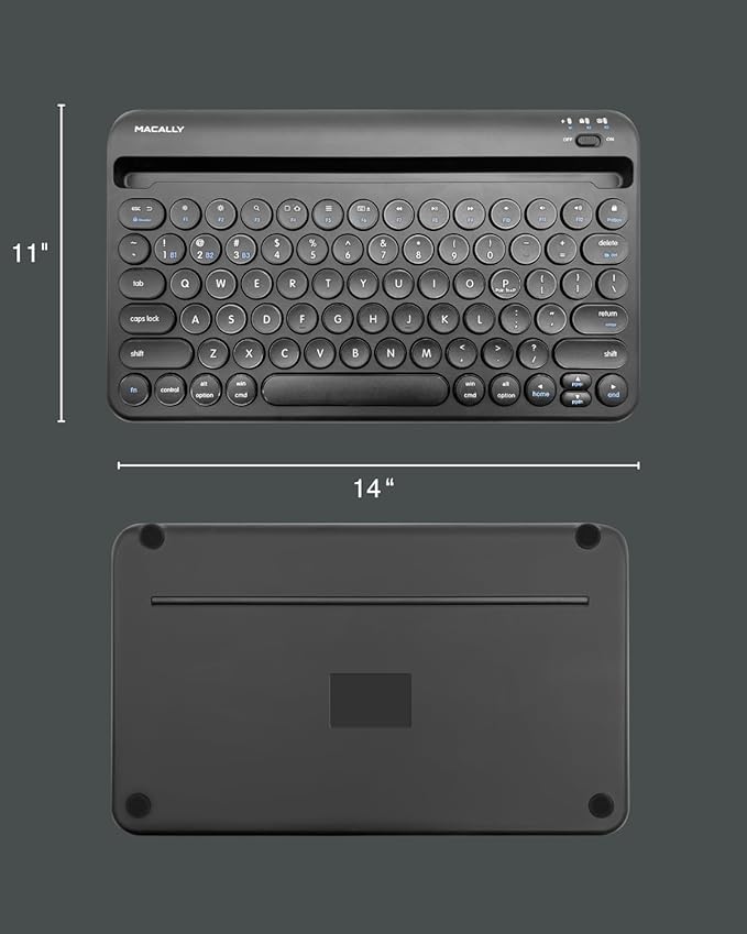Macally Bluetooth Keyboard for Tablet | Wireless Keyboard for iPad mini/Air/Mini, iPhone (Multi-Device, Built-in Stand, Rechargeable) Easy to Use and Cute Portable