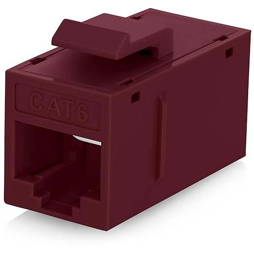 Everest Cat6 RJ45 Keystone Coupler (24-Pack) in Red - RJ45 Coupler - Cat 6 Couplers - Female to Female Cat6 Keystone Jacks - Ethernet Couplers - Ethernet Cable Extender