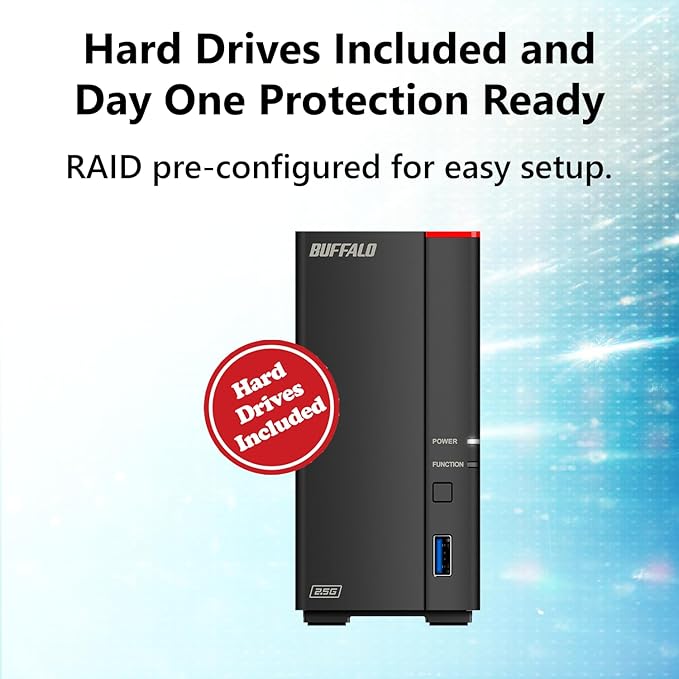 BUFFALO LinkStation 710 2TB 1-Bay NAS Network Attached Storage with HDD Hard Drives Included NAS Storage That Works as Home Cloud or Network Storage Device for Home