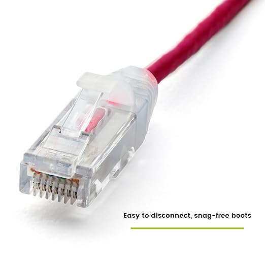 TRUECABLE Cat6 Component Rated Patch Cable, Unshielded (U/UTP), 2ft, Red, 28AWG Solid Copper, Snagless 10G High-Speed Ethernet Cable, PoE++ 4PPoE 100W, UL Listed, RoHS-3, 5 Pack