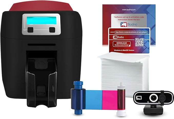 Bodno Magicard 400X Dual Sided ID Card Printer & Complete Supplies Package ID Software - Gold Edition