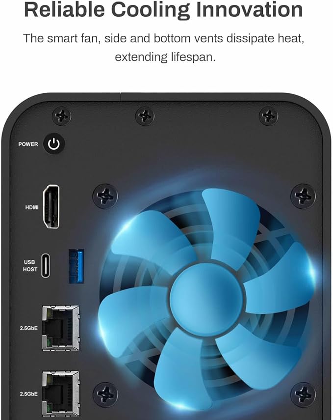 TERRAMASTER F2-424 NAS Storage 2Bay - N95 Quad-Core CPU, 8GB DDR5 RAM, 2.5GbE Port x 2, Network Attached Storage with High Performance (Diskless)