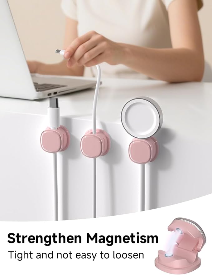 Magnetic Cable Clips, Adjustable Cord Holder Management, Adhesive Wire Keeper Organizer for Home Office Desk Phone PC Car Wall Desktop Nightstand Appliance (9-PCS Purple)