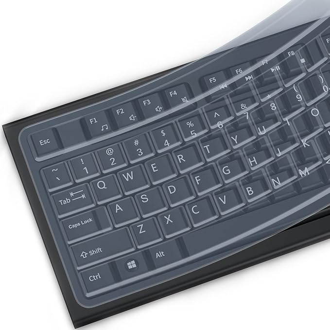 (2 Pack) Universal Clear Anti-Dust Keyboard Skin Protector Cover for 104/107 Keys Standard Desktop Keyboard Reusable Waterproof Keyboard Cover