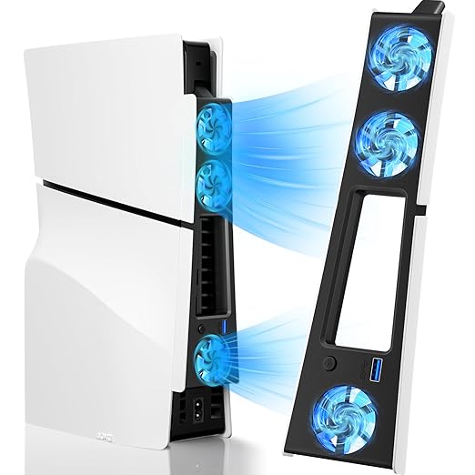 Cooling Fan for PS5 Slim, Compatible with PlayStation 5 Slim Console, High Efficiency PS5 Slim Fan Cooler Station (Black-p5 Slim)