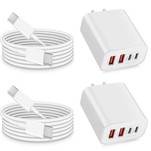 USB Type C Charger for iPhone 16 Pro,40W Multiport Type C Charger Fast Charging,2Pack 4 Port USB C Wall Charger 10FT USBC Chargers Cord for iPhone 16/16 Pro/16 ProMax/16e/15/15 ProMax/15 Plus,iPad Pro