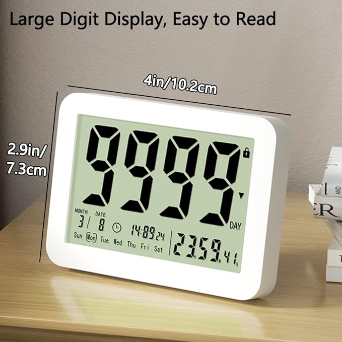 Digital Countdown Days Timer Clock- 9999 Days Count Down Timer with Stand Strong Magnetic Back for Retirement Wedding Vacation Birthday Exam Lab Kitchen Cooking