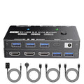 KVM Switch 1 Monitor 2 Computers 8K@60Hz, HDMI KVM Switches for 2 PC Sharing Single Monitor and Keyboard Mouse with Power Adapter, Wired Extend Controller and USB3.0 Cables