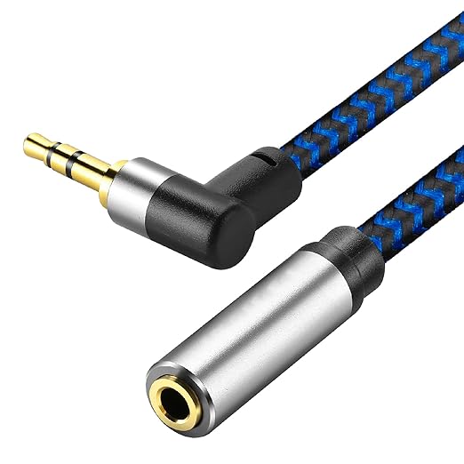 3.5mm Male to Female Extension Stereo Audio Extension Cable 25FT, Cotton-Braided Audio Extension Cable, Stereo Jack Cord for Phones, Headphones, Speakers, Tablets, PCs and More