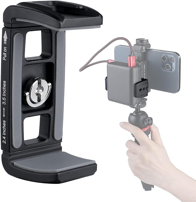 Power Bank Clamp Holder,Camera Cage,with 1/4" Screw,Cold Shoe Mount,Phone Holder Clip [Thick Case & Big Phones Friendly],Radar Detector Mount for Truck Compaitbale with Anker Power Bank