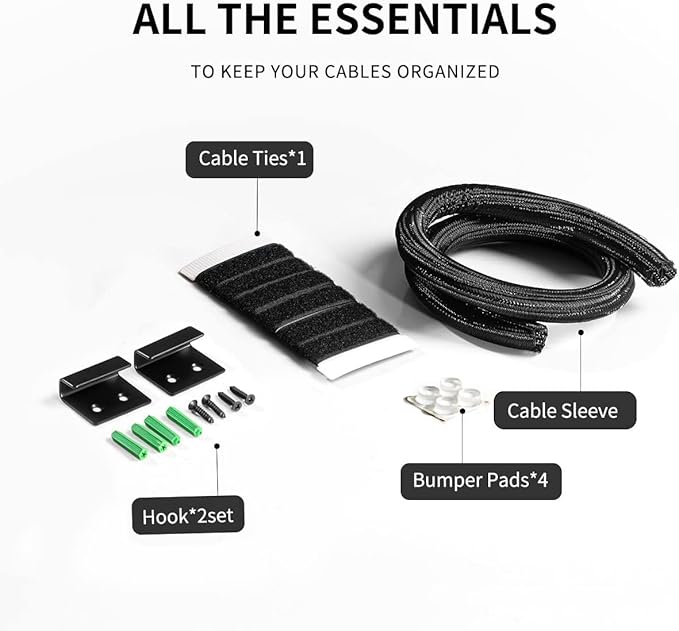 Large Cable Management Box-Stylish Wire Organizer, Wire Concealer and Wire Management Box-Wire Management Box with Protective Sleeve (Black)