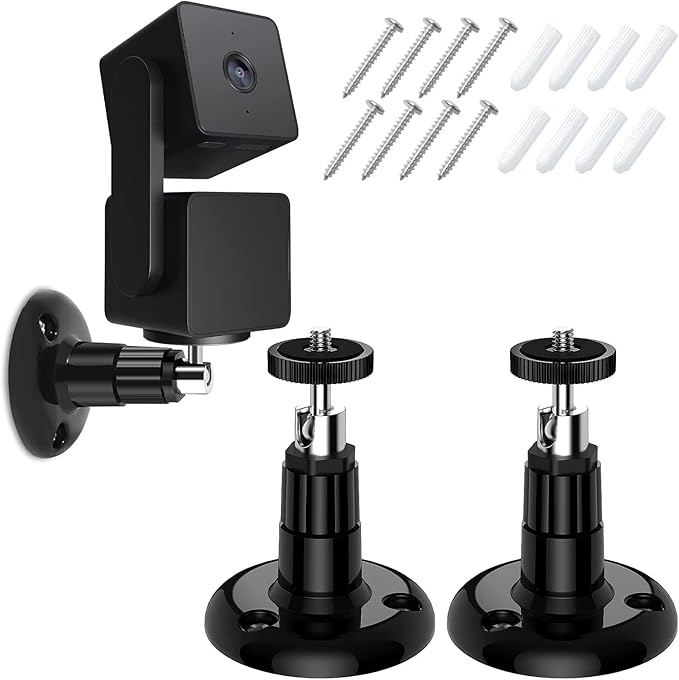 FastSnail Wall Mount Compatible with Wyze Cam Pan & Wyze Cam V3/Ring Camera, Adjustable Indoor Outdoor Mount for Wyze Cam Pan, Wyze Cam Outdoor, Wyze Cam V3/ArloPro/2/3/4/5//Ultra/Ultra 2 Pack Black