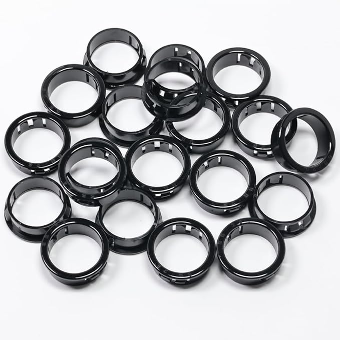 1-1/8"(28mm) Black Snap-in Knockout Insulating Bushing Grommets, Plastic Cable Hole Grommet for Wiring, Round Nylon Snap in Locking Electrical Wire Cord Hose, Tubing Bushings Grommets, 20pcs