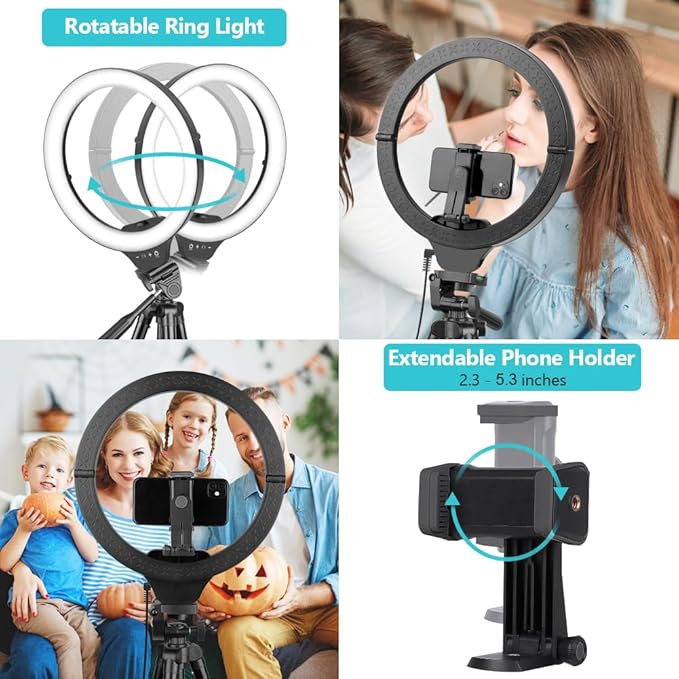 Sensyne 14" Ring Light with Tripod Stand, LED Circle Light with Phone Holder, for Photo Selfie, Video Recording, Zoom Meeting