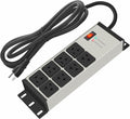 CCCEI Grey Heavy Duty Power Strip Surge Protector 20 AMP, 8 Outlets 12 Gauge Industrial Shop Garage Metal Multiple Outlets, 12 FT Extension Cord 5-15P Adapter High Amp 6-20R T-Slot 20a for Appliance