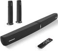 Sound Bar for Smart TV,90W Soundbar with Bluetooth/ARC/Optical/AUX Connect, Auto Volume Boost, 3 Customizable Equalizer Modes, 2 in 1 Detachable Soundbar for TV/PC/Gaming/Projectors