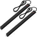 12 Outlet Long Power Strip Surge Protector with 2100 Joules, 6FT Power Cord, Wide Spaced Outlet Power Bar, Overload Protection Switch, Industrial Heavy Duty for Work Bench, Shop, Garage (Black),2 Pack