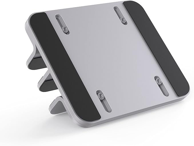 Double Aluminum Laptop Vertical Stand Organizer, Sturdy Notebook Computer Holder Stand Compatible with New Liquid Retina XDR Apple MacBook Air/Pro, Mac mini, Apple TV and iPad Pro - Silver