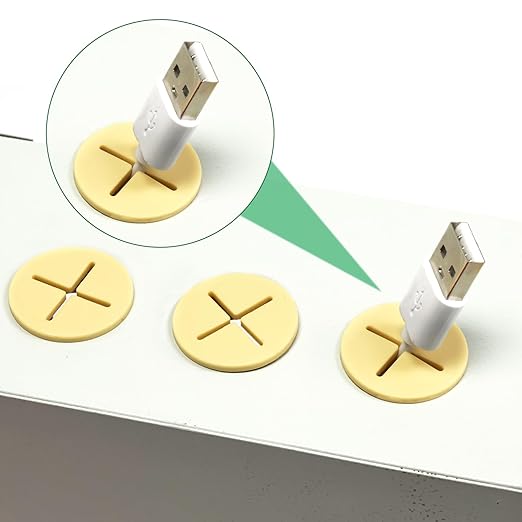 20Pcs Desk Grommet, 1" (25mm) White Silicone Cord Hole Cover, Flexible Rubber Wire Grommets, Wall Grommets for Cables Management, Table, Countertop, Cabinets and Furnitures Wire Organizer