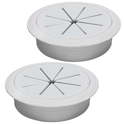 Desk Grommet 3-1/8" (80 mm), Desk Hole Cover for Cables Grey, Cable Grommet ABS Plastic, Desk Hole Grommet for Office and Home Table Cable, Detachable & Flexible Cable Cord Organizer-2 Pcs